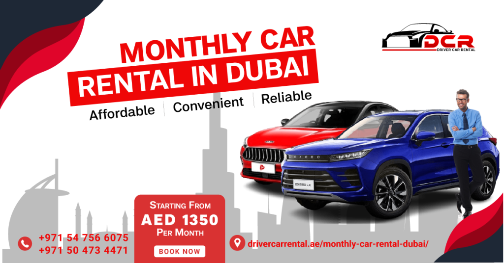 Explore Dubai with premium monthly car hire in Dubai from Driver Car Rental.