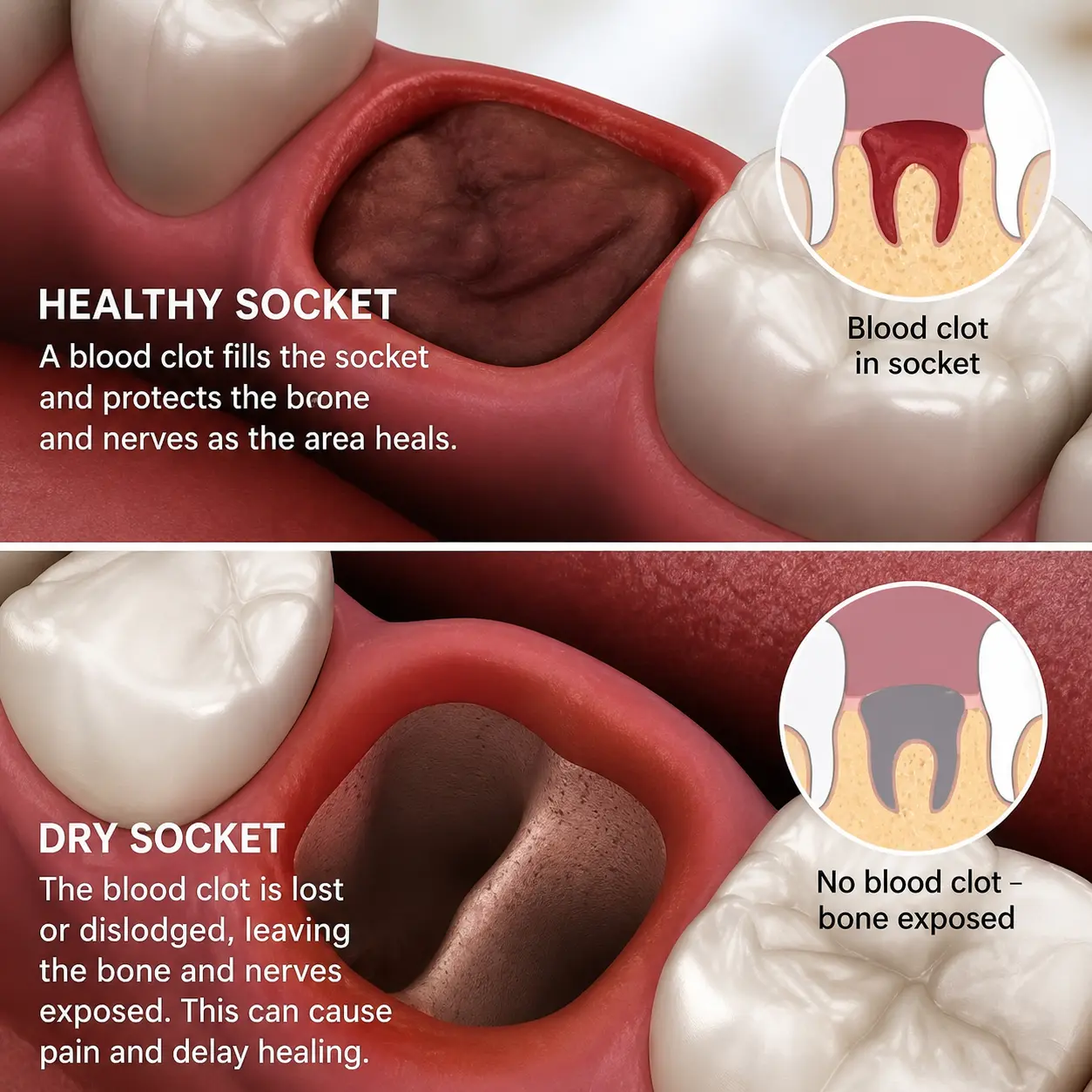 Healthy Socket vs Dry Socket